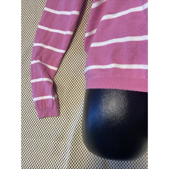 Joe Fresh Pink & White Striped V-Neck Sweater Size Lg‎ - Picture 3 of 5